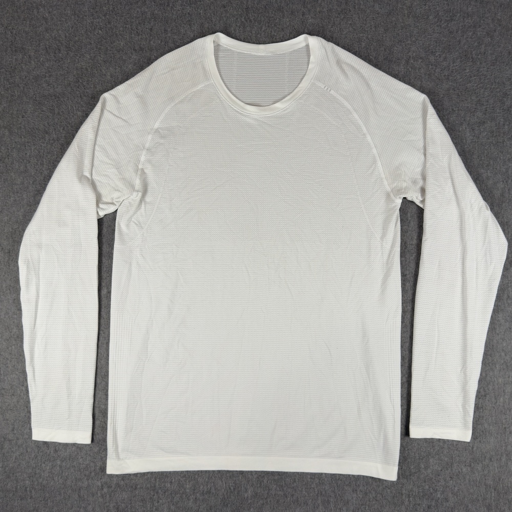 Lululemon Shirt Mens Large White Long Sleeve Live In Practice Seamless Tee
